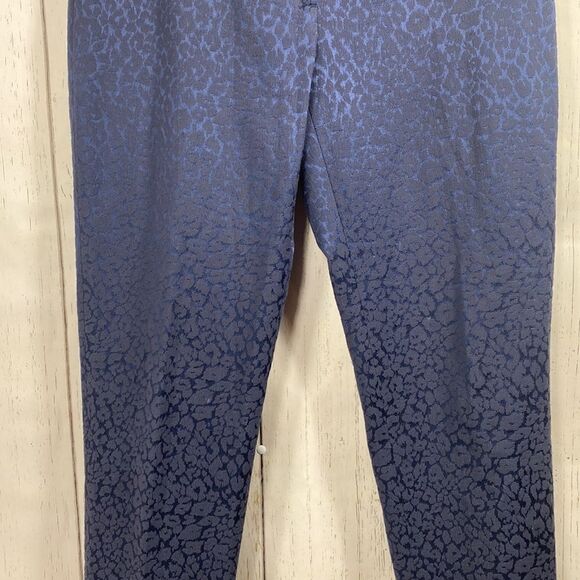 Ann Taylor Loft Marisa Womens Ankle Navy Blue Textured Animal Print Pants - Picture 6 of 16